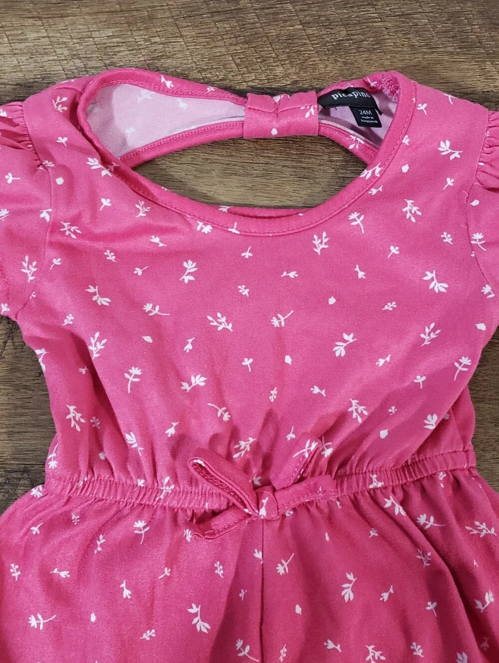 PICAPINO Toddler Girls Pink Short Sleeve Floral Jumper One Piece Size 24 Months
